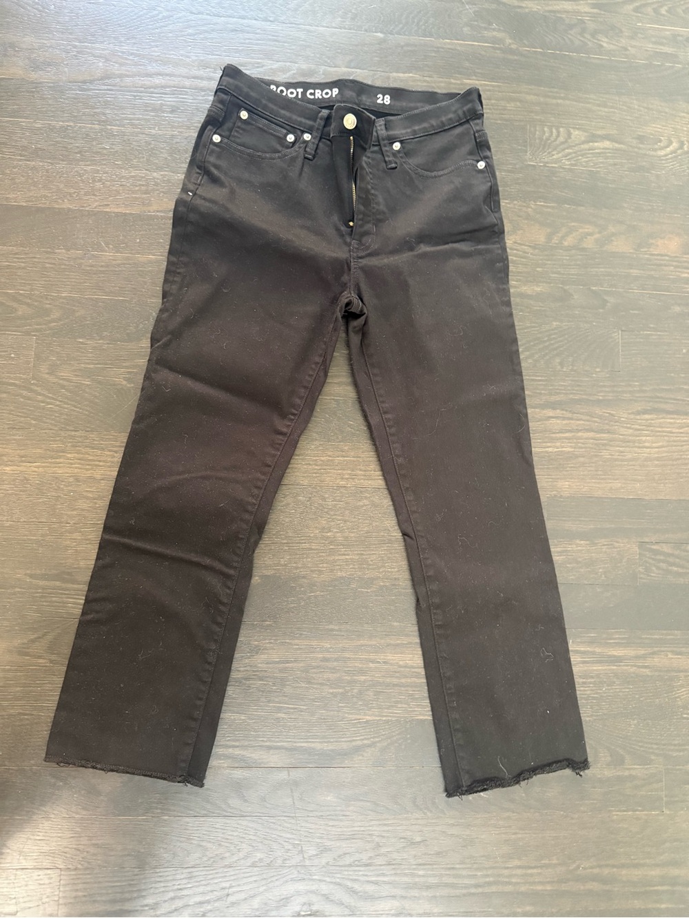 J. Crew Black Demi Boot Crop Jeans with raw hem